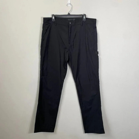 NWT Mennace Shop Flat Front Cargo Straight Leg Pants Men's Size 36 Black Utility - Picture 2 of 15